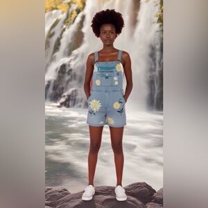 0144 MISSLOOK Floral Denim Overalls in Gray